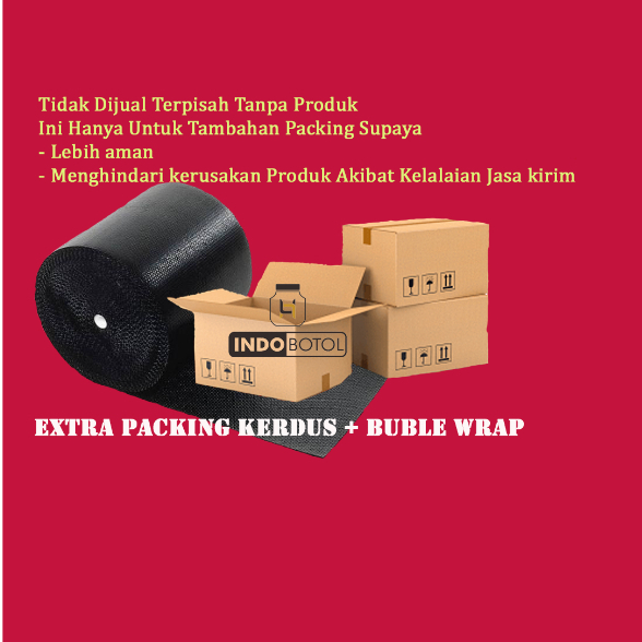 

Biaya Tambahan Packing Dus + buble wrap Agar packing lebih aman