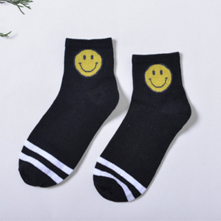 GO!KK1028 Kaos Kaki Pendek Unisex Pria Wanita Motif Smile Emoji Semata Kaki Kaus kaki Pendek Ankle Socks