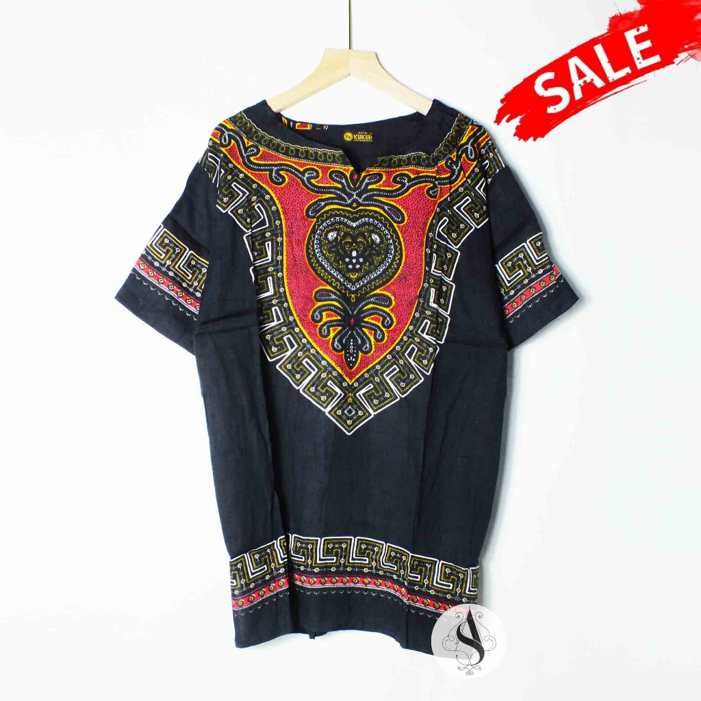 Baju bali etnik motif batik bangkok - baju bangkok pria dan wanita - kaos dashiki premium
