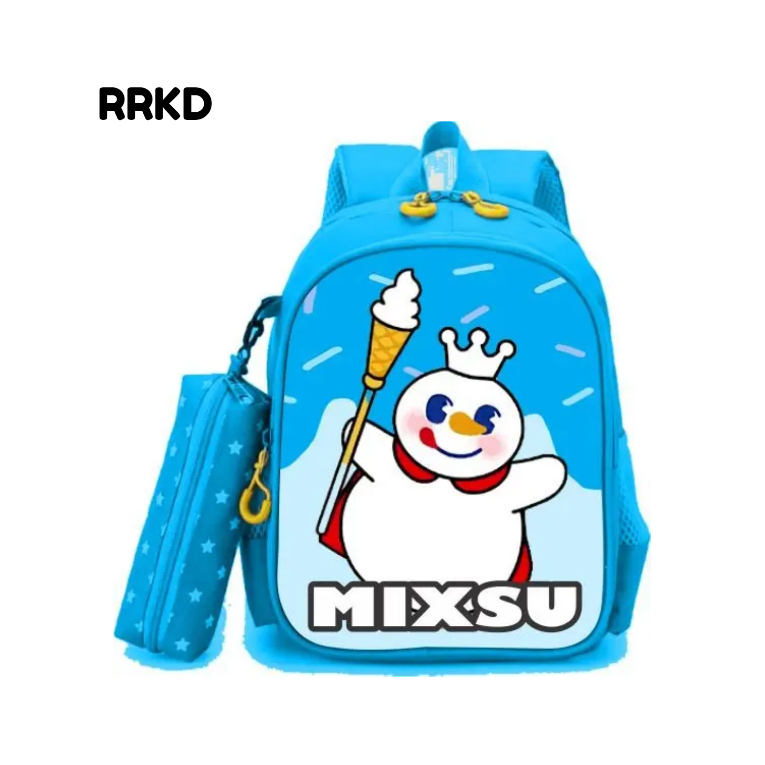 Tas Mixue Anak Perempuan Ransel Sekolah Laki Laki Cowok Cewek SD TK PAUD Kelas Karakter Viral Minuman Mixsu 2023