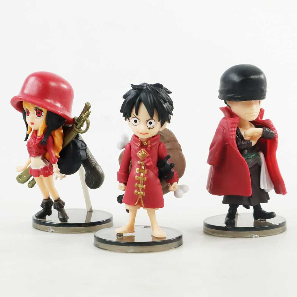 Action Figure One Piece 9 PCS Mainan Anak Monkey D Luffy Roronoa Zoro Nami Usopp Sanji Tony Tony Chopper Nico Robin Franky Brook Kru Topi Jerami