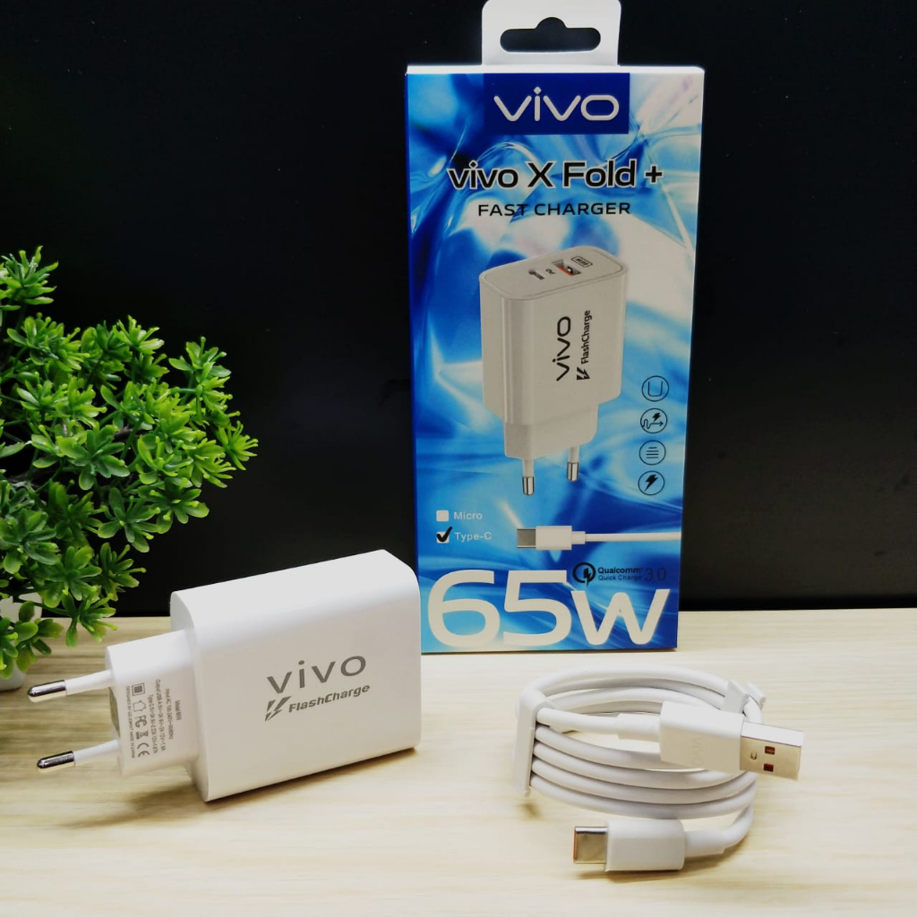 Charger TC Ori 100 Vivo X Fold , 65w _Batok 2Usb ( Usb + Usb Type-C )_Support FastCharging PROMO SEN