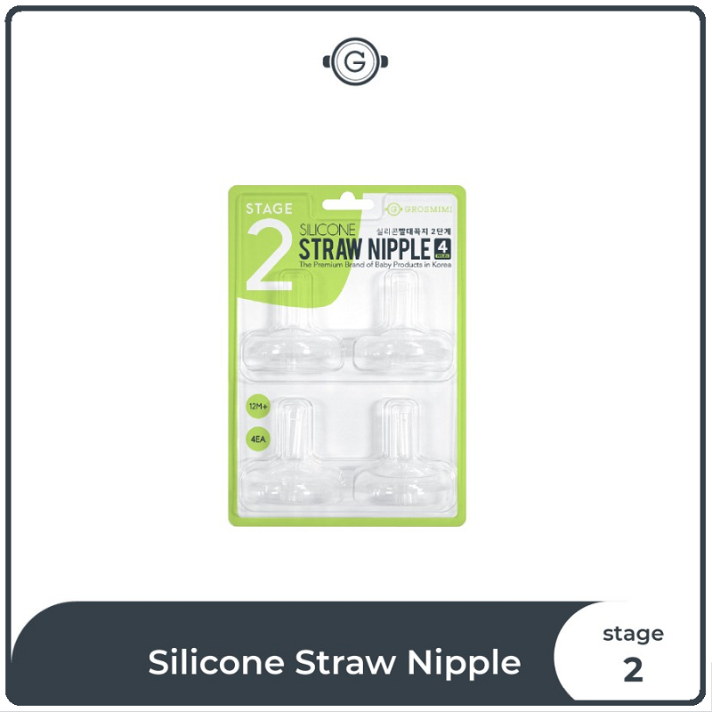 Grosmimi Silicone Straw Nipple Stage 2 (4pcs)