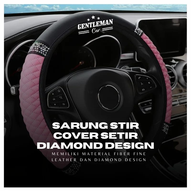 Sarung Stir Cover Setir Ladies Pink Design &amp; Premium Quality (Diamond)