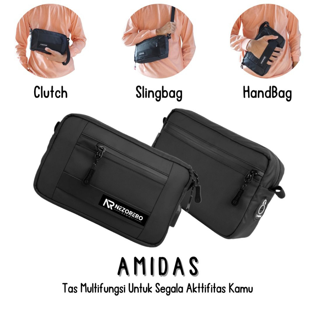 NEZORERO - Handbag Multifungsi Tas Pria Waterproof Anti Air Slingbag Handbag Clutch Pouch Bag Tas HP