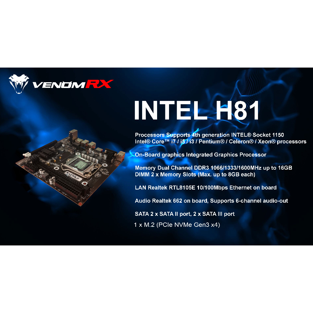 Motherboard Venomrx H81 intel LGA 1150 NVME