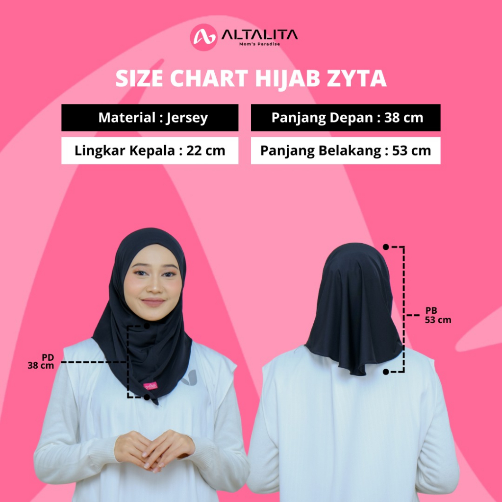 Altalita - Jilbab Bergo Zyta Non Pad Instan Polos Terbaru Bahan Jersey Premium Cocok untuk Olahraga Volly Futsal Senam dan Sehari-hari