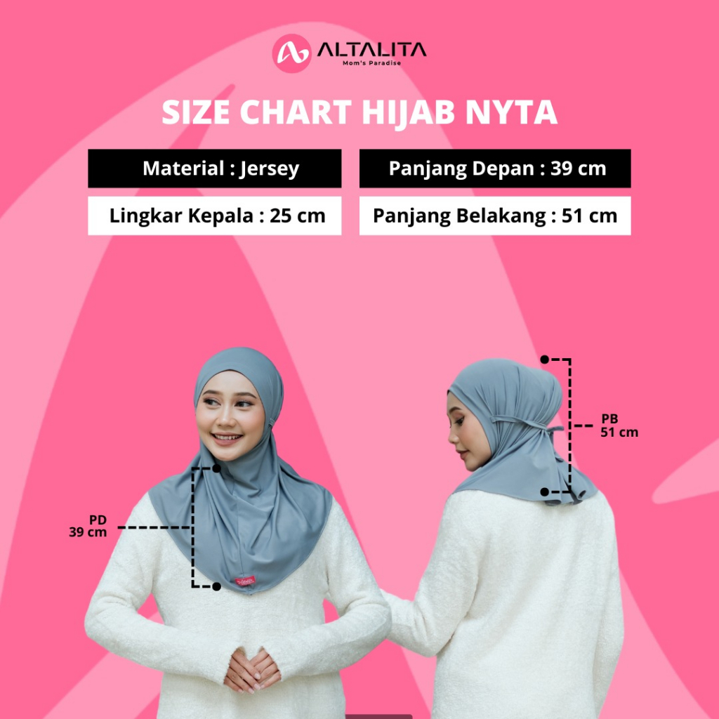 Altalita - Kerudung Bergo Nyta Jilbab Sport Instan Tali Non Pet / Non Pad Bahan Jersey Premium Cocok Untuk Olahraga Volly Futsal Senam dan Sehari-Hari