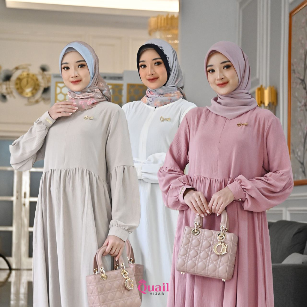 Gamis CARISSA Quail Hijab Original Dress Polos Crinkle Kualitas Butik Premium M XL XXL Terbaru COD D