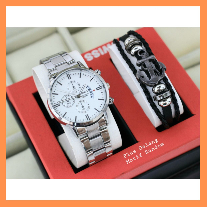 ( PROMO MURAH ) JAM TANGAN PRIA S3IK0 RANTAI FREE GELANG RANDOM / Free Box / Free Battrai Cadangan /