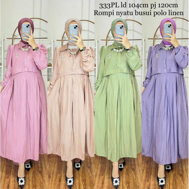 Gamis Rompi//Gamis Linen//Gamis midi//Gamis remaja//Gamis kekinian//Gamis ibu//Gamis busui