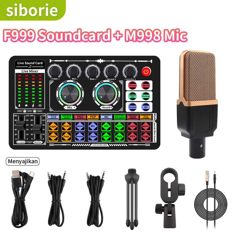 Siborie Soundcard F999 Audio USB External Sound Card mic Mixer Bluetooth phone PC