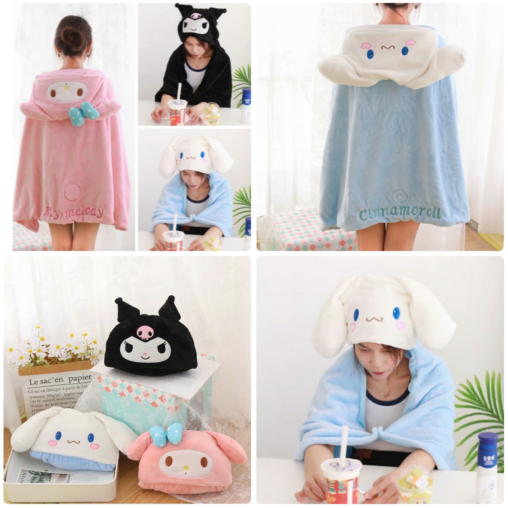 SELIMUT HOODIE JUBAH SELIMUT ANAK-DEWASA SANRIO MY MELODY KUROMI CINNAMOROLL