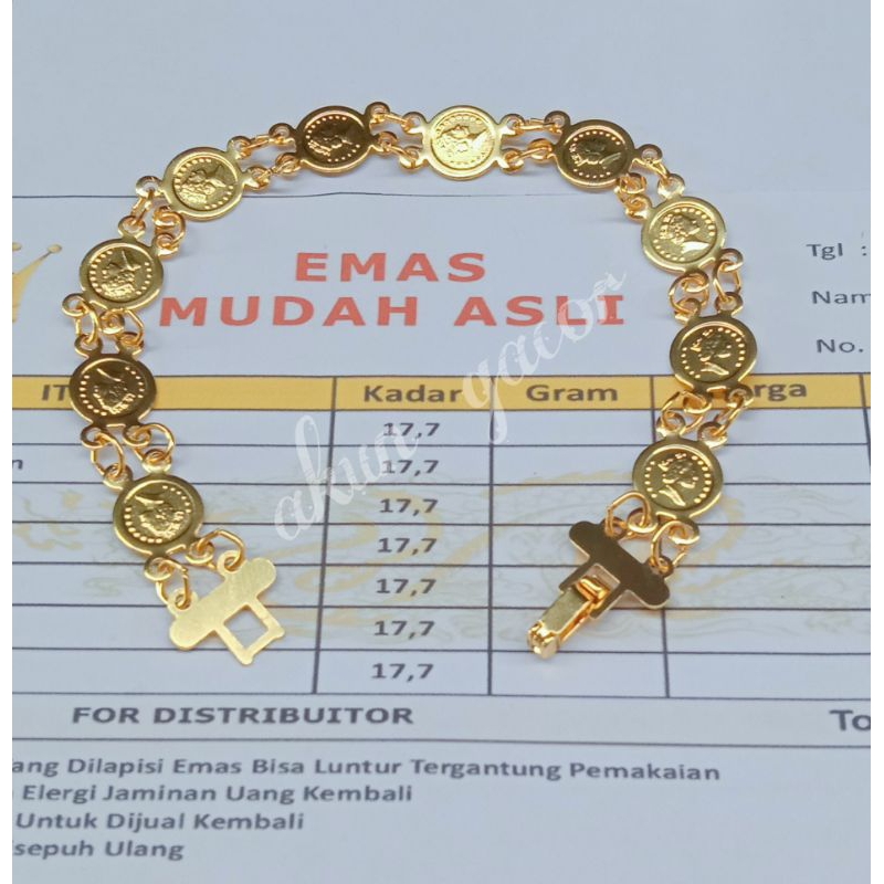 gelang tangan free surat motif koin