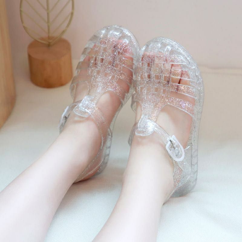 Sandal Wanita Sandal Jelly Glitter Transparan Sendal Wanita Tali Belakang Meisha Jelly Import Sandal Glitter Terbaru