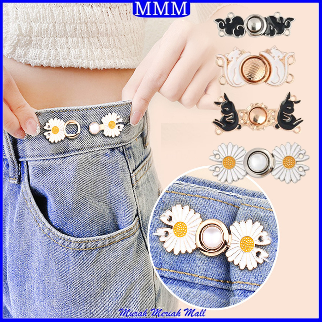 MMM Kancing Jeans Simple Karakter Kait Pengecil Lingkar Pinggang Celana Kancing Celana Jeans Model Bunga Daisy Waist Button Adjustable Murah Import