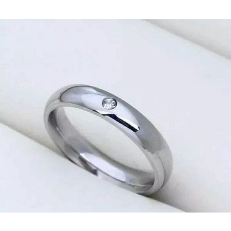 Cincin Couple Titanium Cembung 1MATA Anti Karat Selamanya Stainless steel Pria Wanita Fashion Ring Style