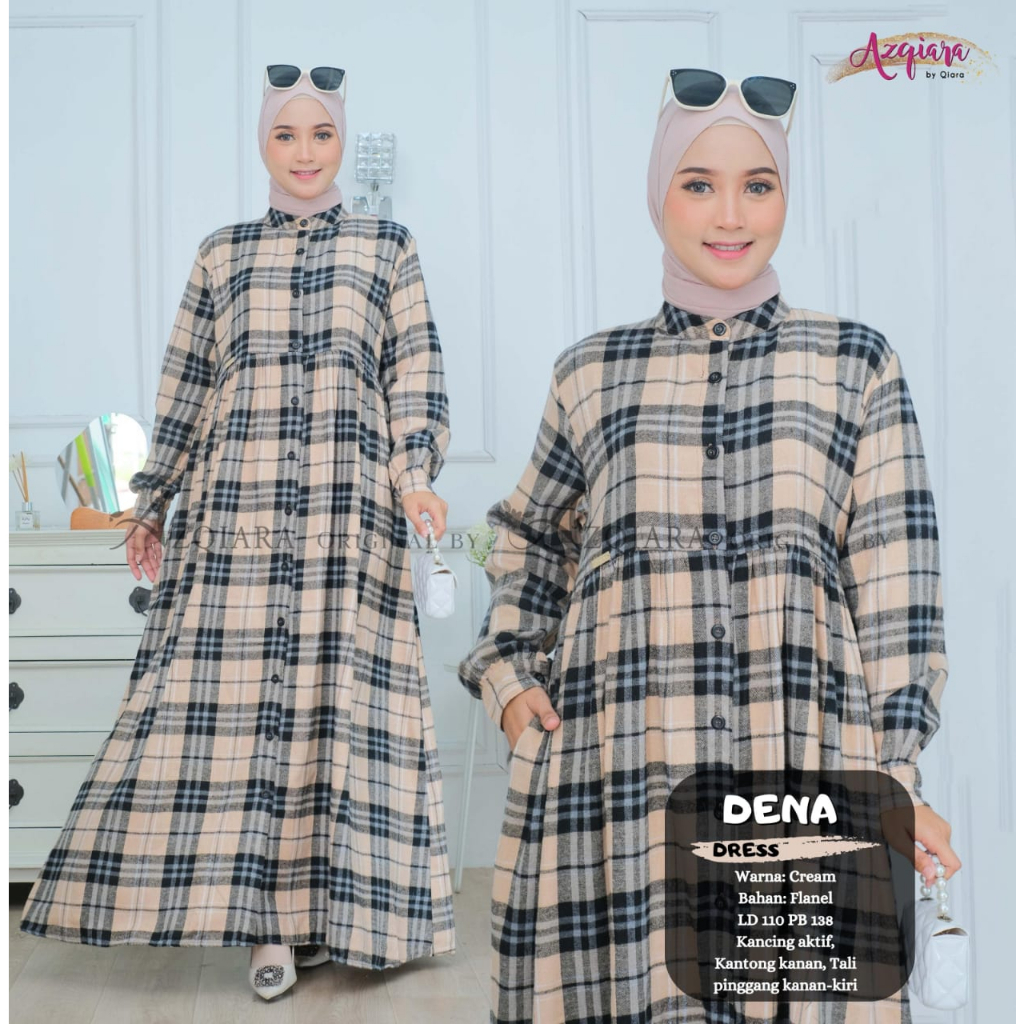 Dena Dress Gamis Muslim Katun Flanel Original Produk By Azqiara