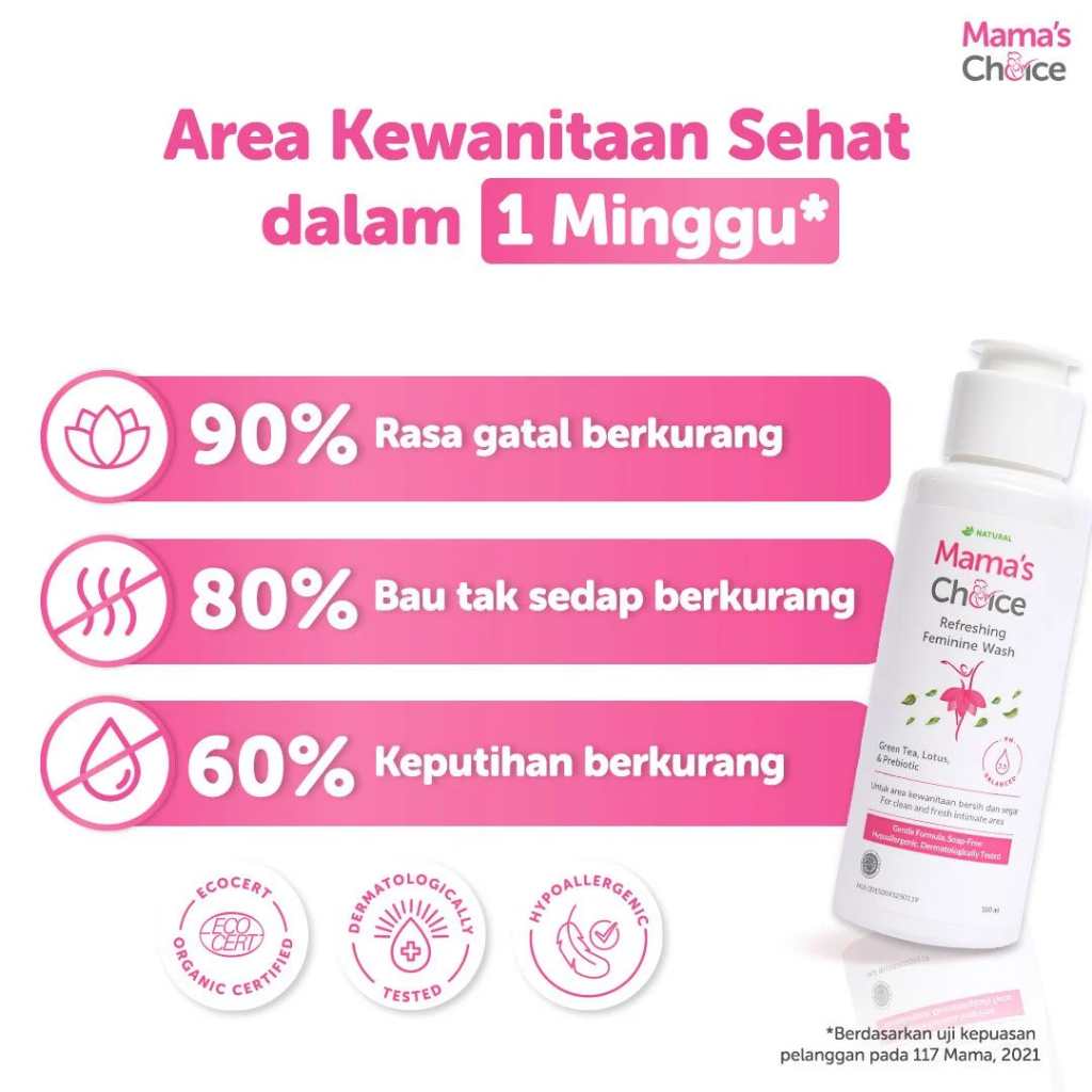 Mama's Choice Refreshing Feminine Wash 100ml / Mamas Choice Pembersih Kewanitaan / Mama Choice Feminine Hygiene Intimate Wash bebas sabun aman untuk ibu hamil dan Menyusui