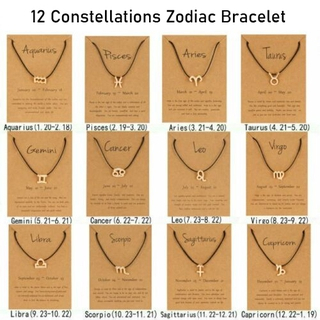 Gelang Tali Desain Zodiak Zodiac Tali Merah Hitam Adjustable Untuk Pasangan/Pria/Wanita