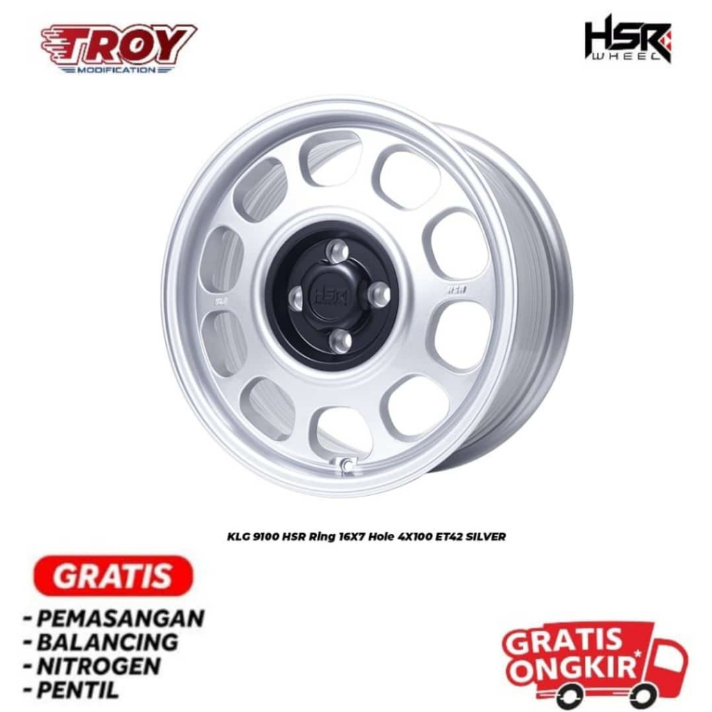 Velg Mobil HSR KLG 9100 R16 Single Pcd 4x100 Brio,Yaris,Sigra,Calya dll