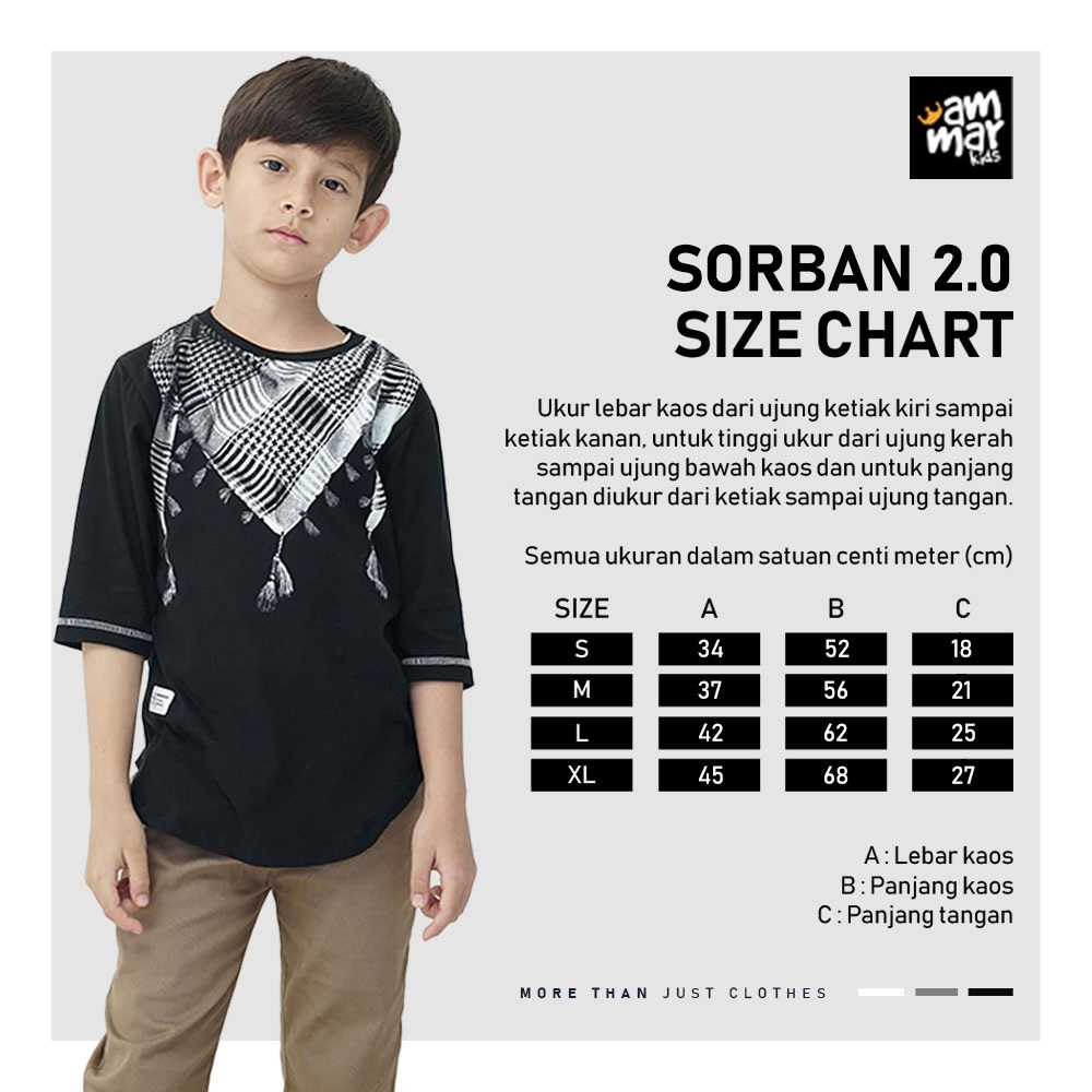 AMMARKIDS KAOS ANAK LAKI LAKI LENGAN 3/4 MOTIF SORBAN MUSLIM/KAOS LEBARAN ANAK BERNUANSA ISLAM BERBAGAI WARNA ORIGINAL MERK KIDS AMMAR KIDS TERBARU MURAH BERKUALITAS