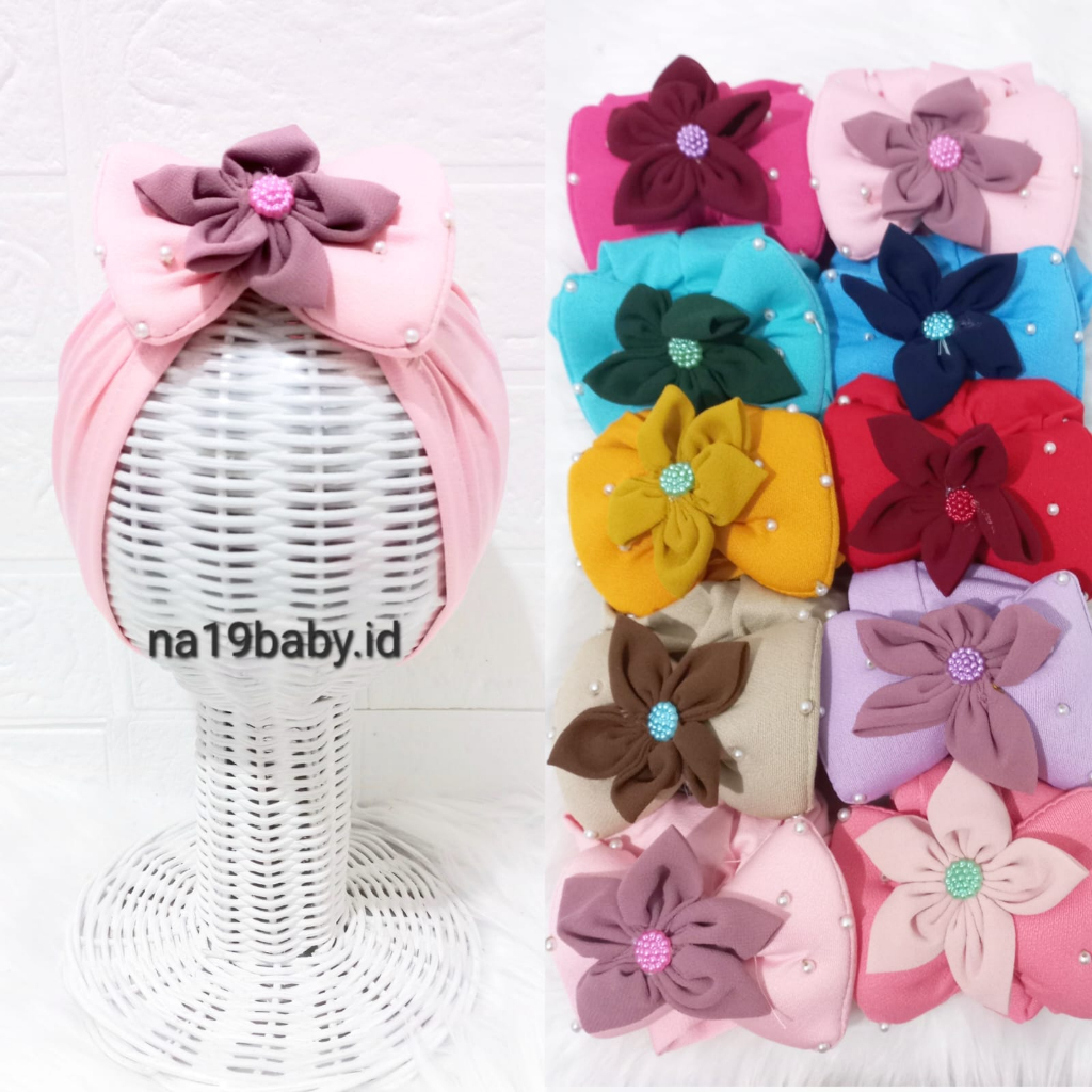 Turban Bayi Lucu ARUMI / Turban Bayi Anak Perempuan 0-2 Tahun /Turban Anak Pita Bunga