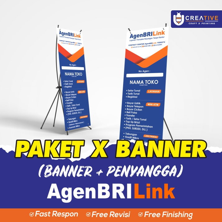 PAKET X Banner Agen BRILink (Banner & Standing) Ukrn.60x160cm