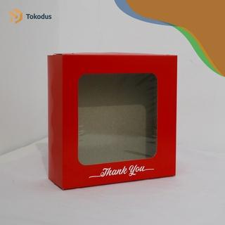 Kardus Kue/Box Bolu/Dus Kue Bolu 20x20x7 cm Duplex Merah Laminasi Dalam - Tokodus Bandung