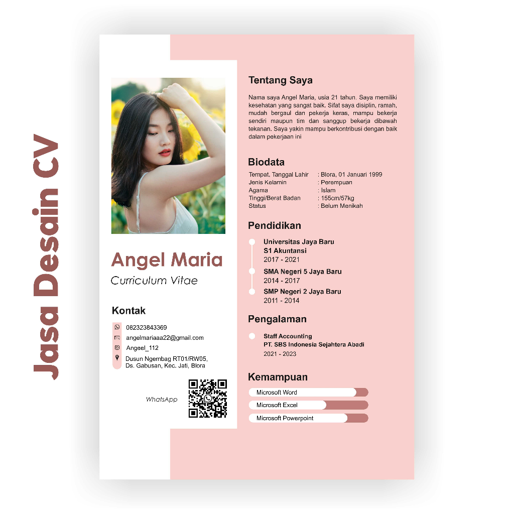 CV E06 | Jasa Pembuatan CV , Desain CV , Curriculum Vitae , Custom CV , Design CV , Resume , Riwayat Hidup