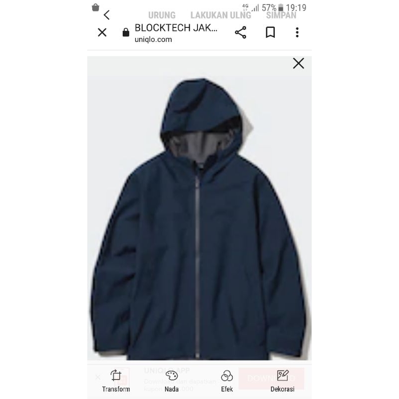 ( BISA COD ) Jaket pria cowok parka BLOCKTECH uniqlo original 100%