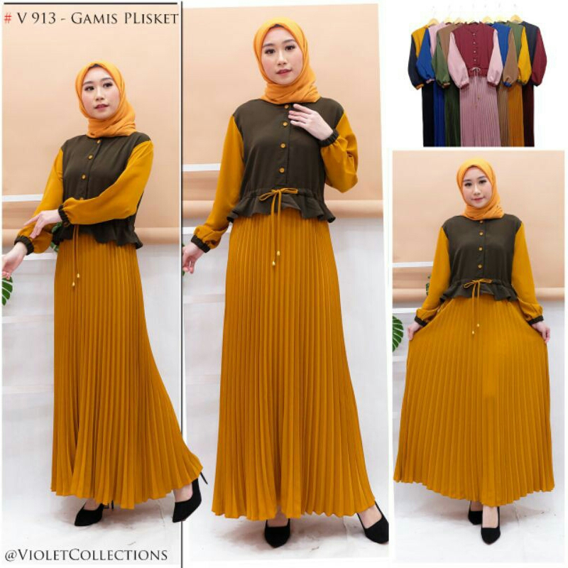 Dress Gamis Wanita Hijab - Polos Chiffon Formal Casual Fashion Muslim