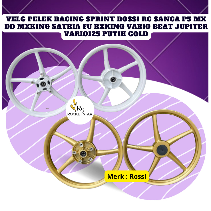 Velg pelek racing sprint Rossi RC sanca P5 MX DD Mxking Satria Fu Rxking Vario beat jupiter vario125