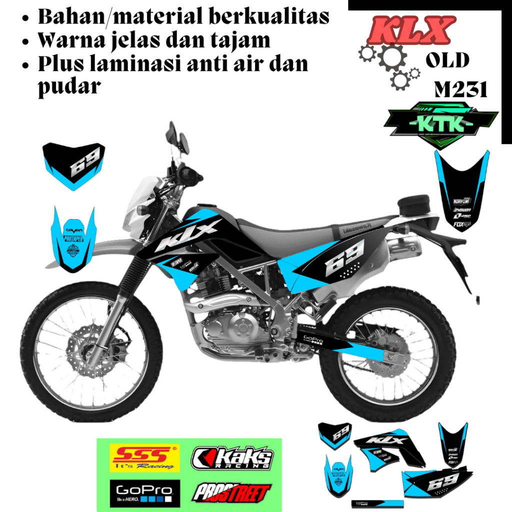 Stiker Striping KLX S KLX LAMA KODE M231 - Decal Sticker Striping Variasi Fullbody KLX 150 Lama 2009