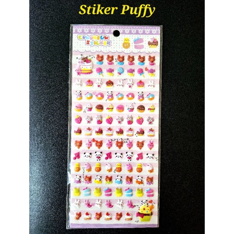 

[106 pcs] Stiker Puffy binatang lucu