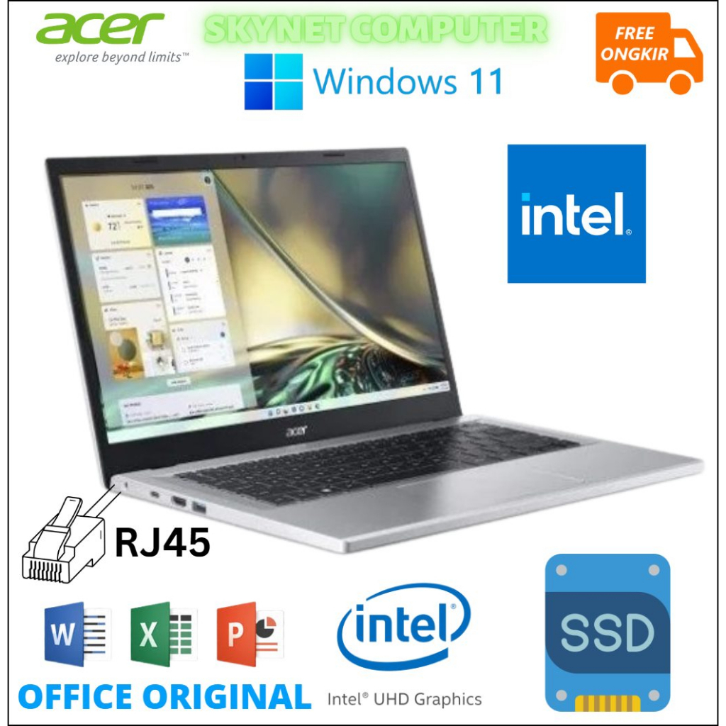 ACER ASPIRE 3 SLIM A314 INTEL N100 4CORE RAM8GB SSD512GB 14HD WINDOWS 11 &amp; OHS 2021 ORIGINAL