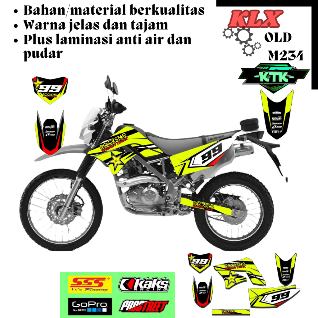 Sticker Stiker Striping Lis Variasi KLX 150 S / L Lama Desain M234 - Decal Sticker Striping Variasi 