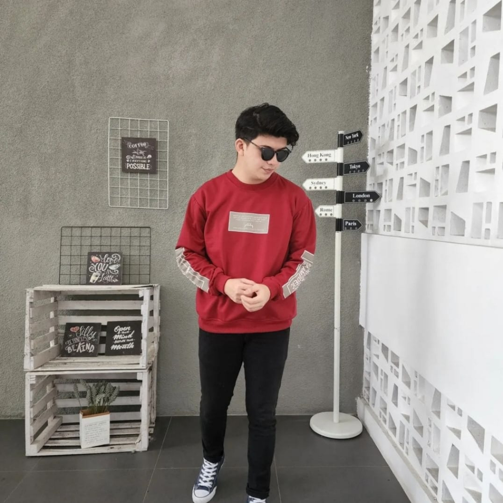 APPAREL Sweater Crewneck Pria CAAMRIDEIC switer basic pria terbaru yang lagi trend sekarang