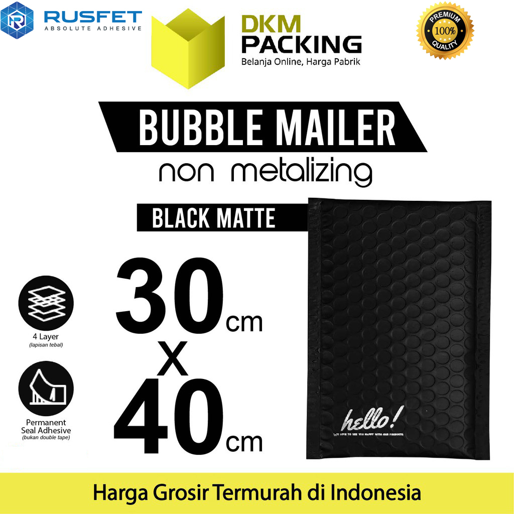 

AMPLOP BUBBLE WRAP BLACK 30x40cm RUSFET HITAM ENVELOPE BUBBLE BAG MAILER PREMIUM TERMURAH / SATUAN