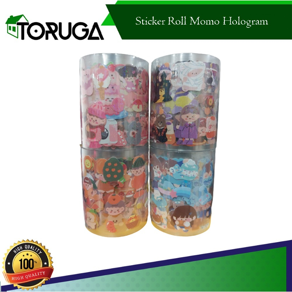 STICKER MOMO ROLLING RANDOM MOTIF KARAKTER LUCU GLITER HOLOGRAM ROLL