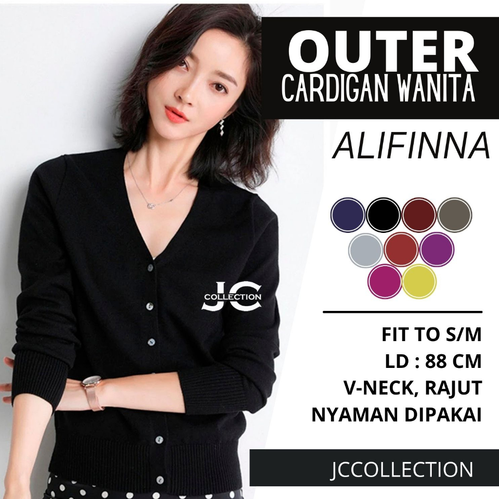Cardigan Wanita VNeck Alvina All Size fit to S/M - JCCollections