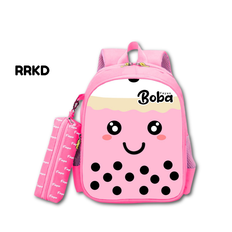 Tas Ransel Sekolah Anak Perempuan Laki Laki TK SD Anti Air Motif Karakter Boba Raarkids