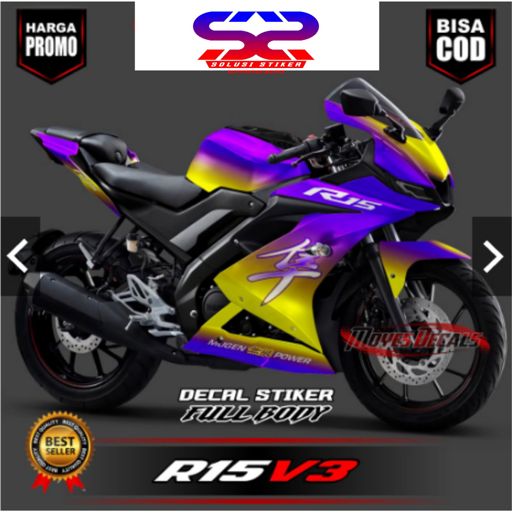 COD Stiker Decal R15 V3 MotifKuning Bunglon Stiker FullBody