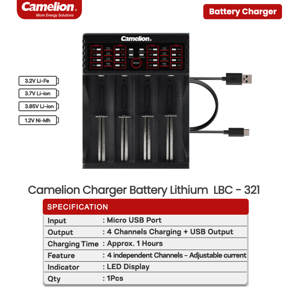 Camelion LBC 321 Battery Charger Baterai Casan Baterai Cas Batere Batu Baterai