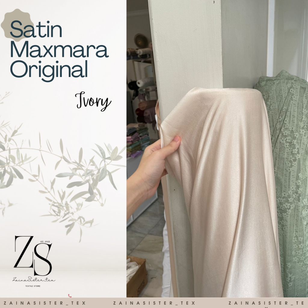 1/2 Meter Bahan Kain Satin Maxmara Silk Lux Premium Warna Ivory