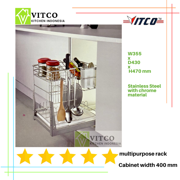 VITCO V-24 Spoon & Bottle Rack Pull Out/Rak Tarik Botol & Sendok Dapur