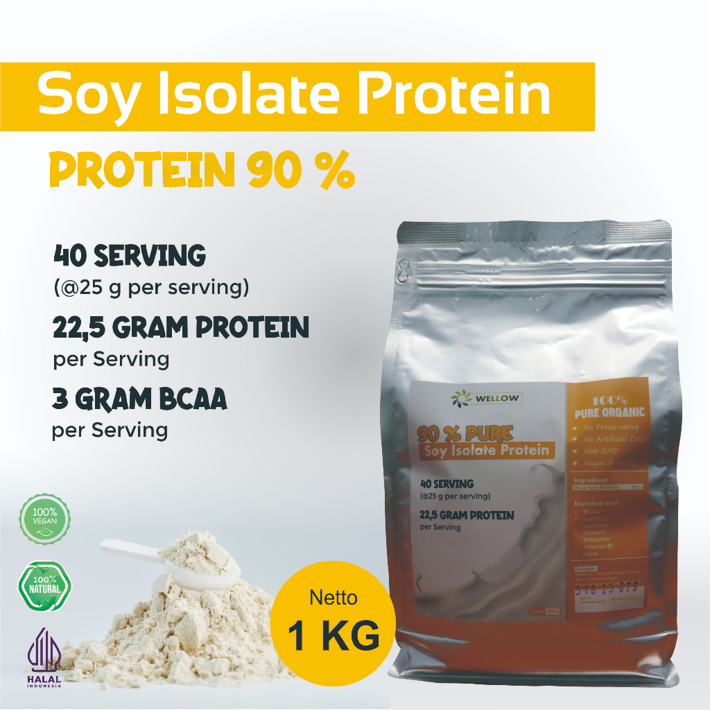 Susu Kedelai Isolat Soy Protein Shake 100% Pure substitusi Susu Whey Protein isolate 90 wpi 90