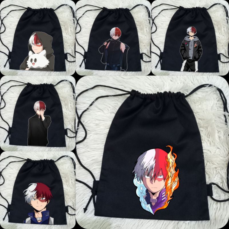 Tas Serut Kanvas Premium Todoroki My Hero Academia Series / String Bag Anime Shoto Todoroki Kanvas P