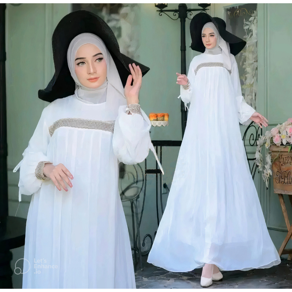 Medina Dress Gamis Renda Crinkle Airflow Premium / Gamis Busui Kringkel