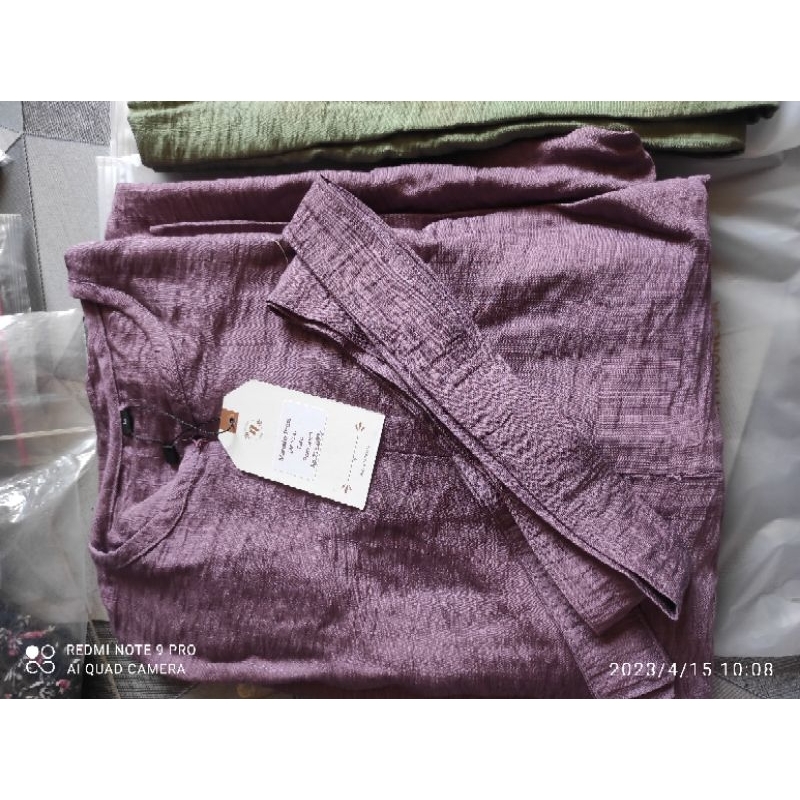 gamis polos bahan linen premium